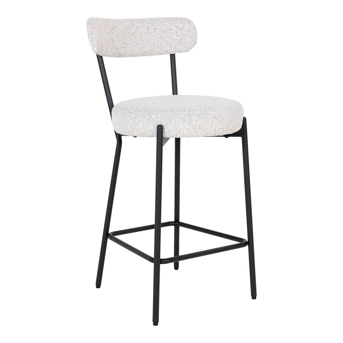 Badalona Counter Chair Bouclé Wit met Zwarte Metalen Poten
