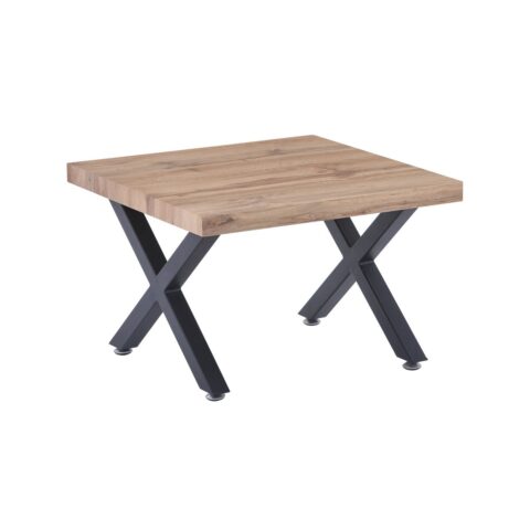 Industriële salontafel met wild eiken decor en zwart X-frame