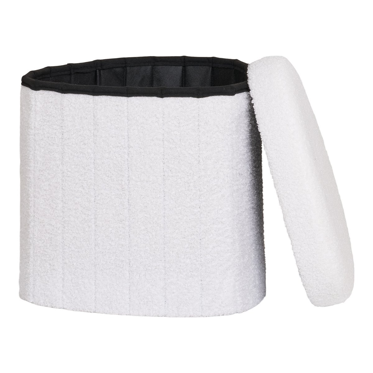 Medford Poef - Witte Teddy Stof 36,5x42,5x37,5 cm - Afbeelding 5