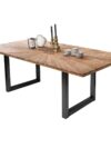 Eettafel hout met zwart metalen frame 160 x 90 cm