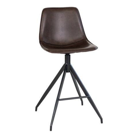 Monaco counter chair barkruk van bruin PU-leer set van 2