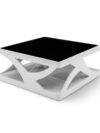 Hoogglans Witte Salontafel met Zwart Glas 90 cm