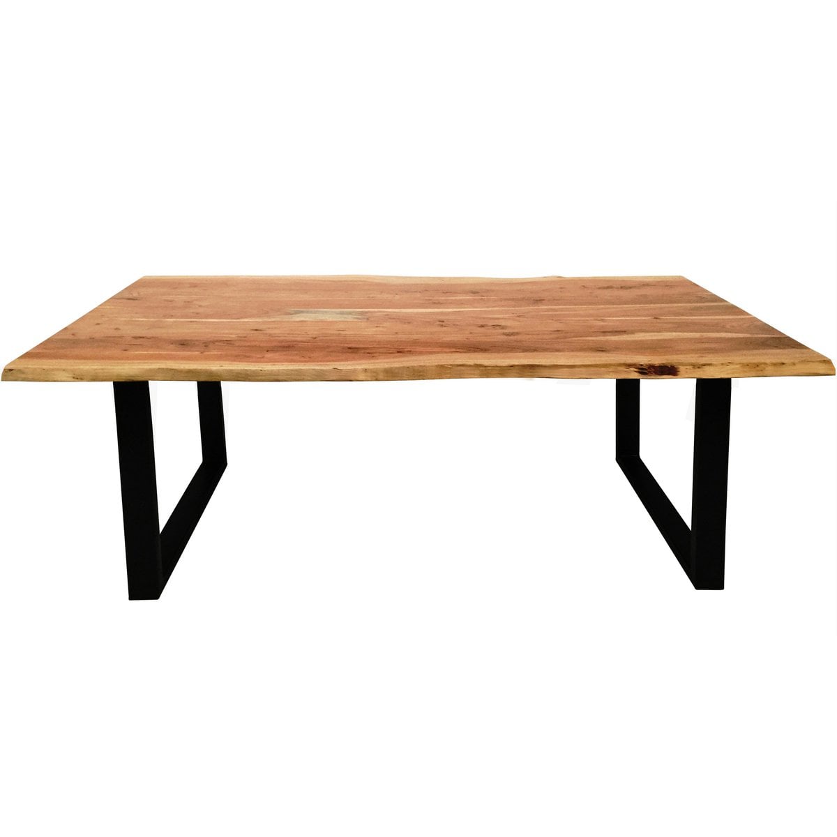 Acaciahouten Eettafel met Boomrand en Zwart Metalen Frame 220 cm