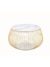 Ronde Salontafel Goud met Marmerlook Glasblad 72 cm