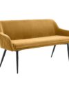 Moderne Fluwelen Eetkamerbank met Diamantstiksel en Armleuningen Geel 160 cm