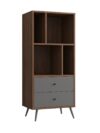 Boekenkast Walnoot en Grijs met 2 Laden 60 x 39,6 x 138 cm