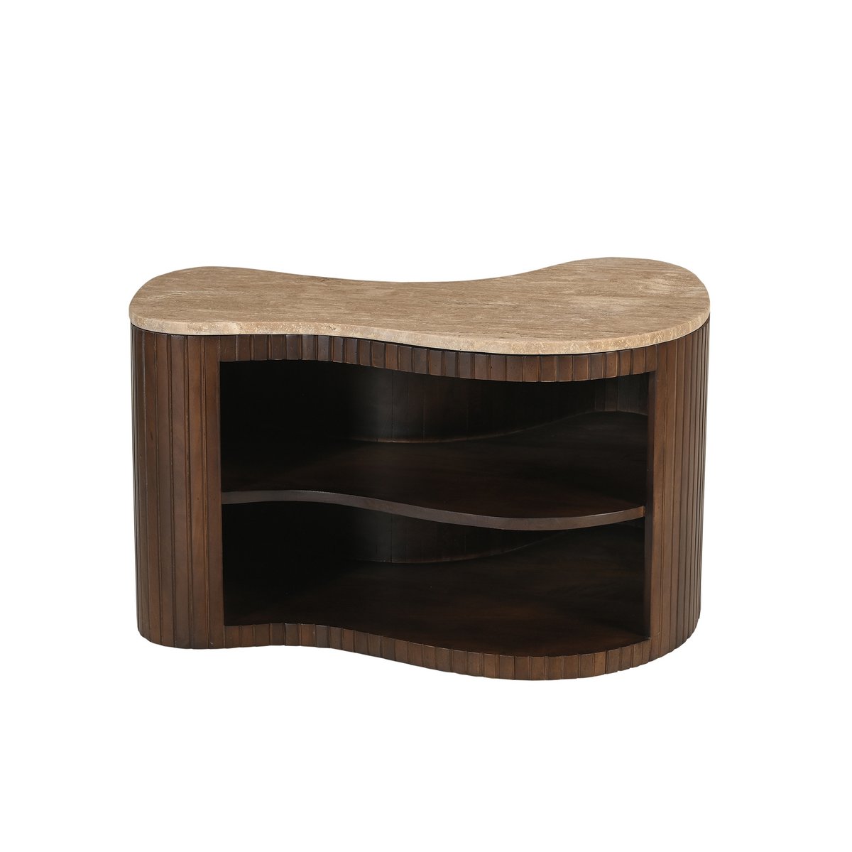 Massief Mango Houten TV-meubel met Lamellenfront Bruin