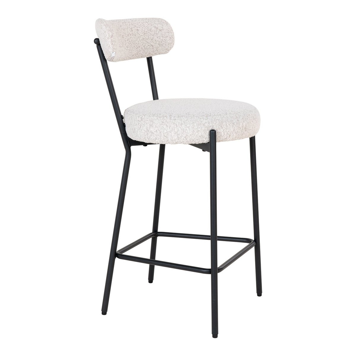 Badalona Counter Chair Bouclé Wit met Zwarte Metalen Poten - Afbeelding 3
