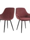 Moderne Fauteuil in Corduroy-look met Armleuningen Paars Set van 2