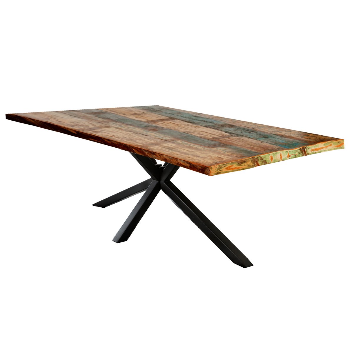Eettafel hout met zwart metalen frame 240 x 100 cm