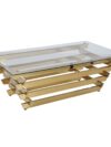 Salontafel Glas met Goudkleurig RVS Frame - 130x70 cm