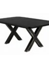 Eettafel 180x90 cm, blad 30 mm Mango zwart, X-frame metaal used look