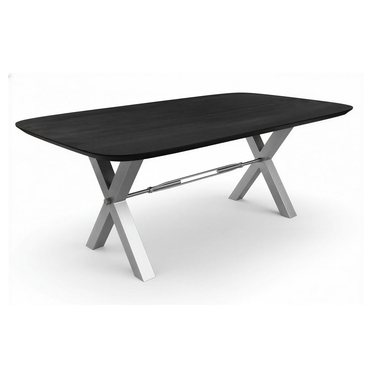 Eettafel Zwart Mangohout met Industrieel X-frame