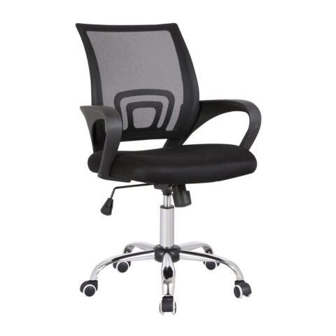 Bureaustoel Zwart Grijs met Verchroomd Onderstel 56 x 58 x 88-104 cm