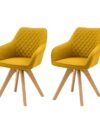Fauteuil set van 2 curry geel textiel