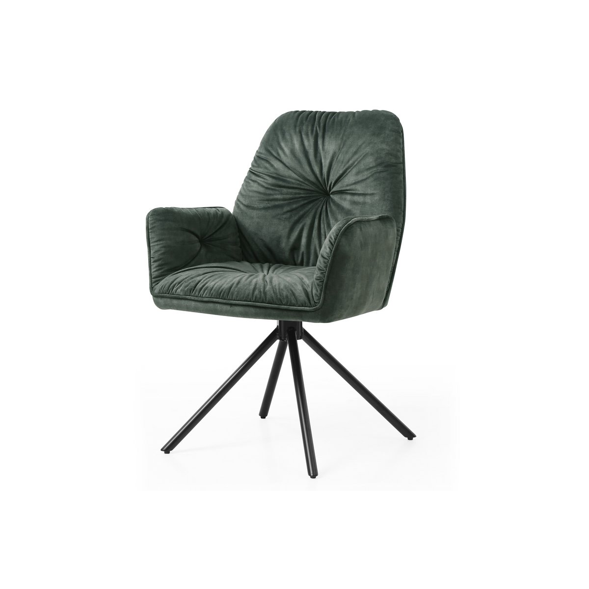 Draaibare Fluwelen Fauteuil - Donkergroen