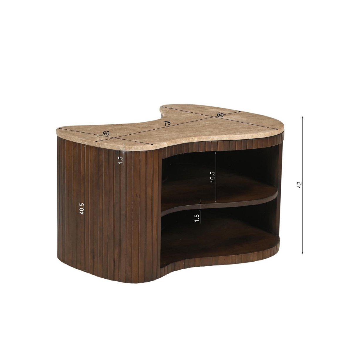 Massief Mango Houten TV-meubel met Lamellenfront Bruin - Afbeelding 7