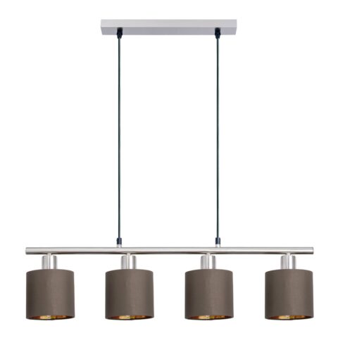 Näve Maron 4-Lichts Hanglamp - Nikkel en Donkerbruin met Goudkleurige Binnenkant