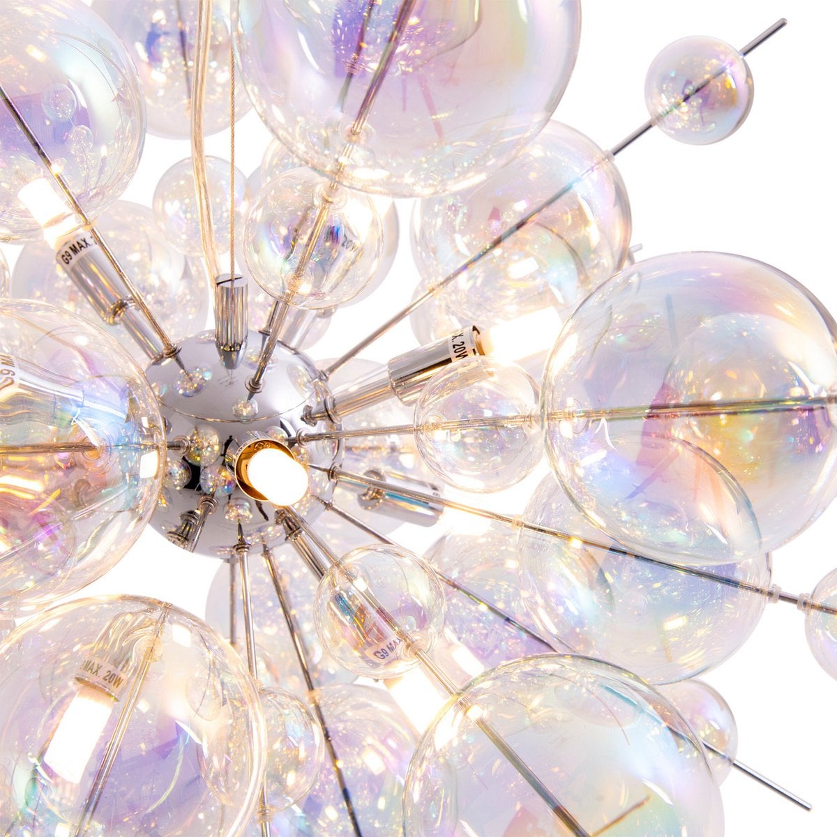 Hanglamp Explosie - Chroom met Iriserende Glazen Bollen - Afbeelding 6