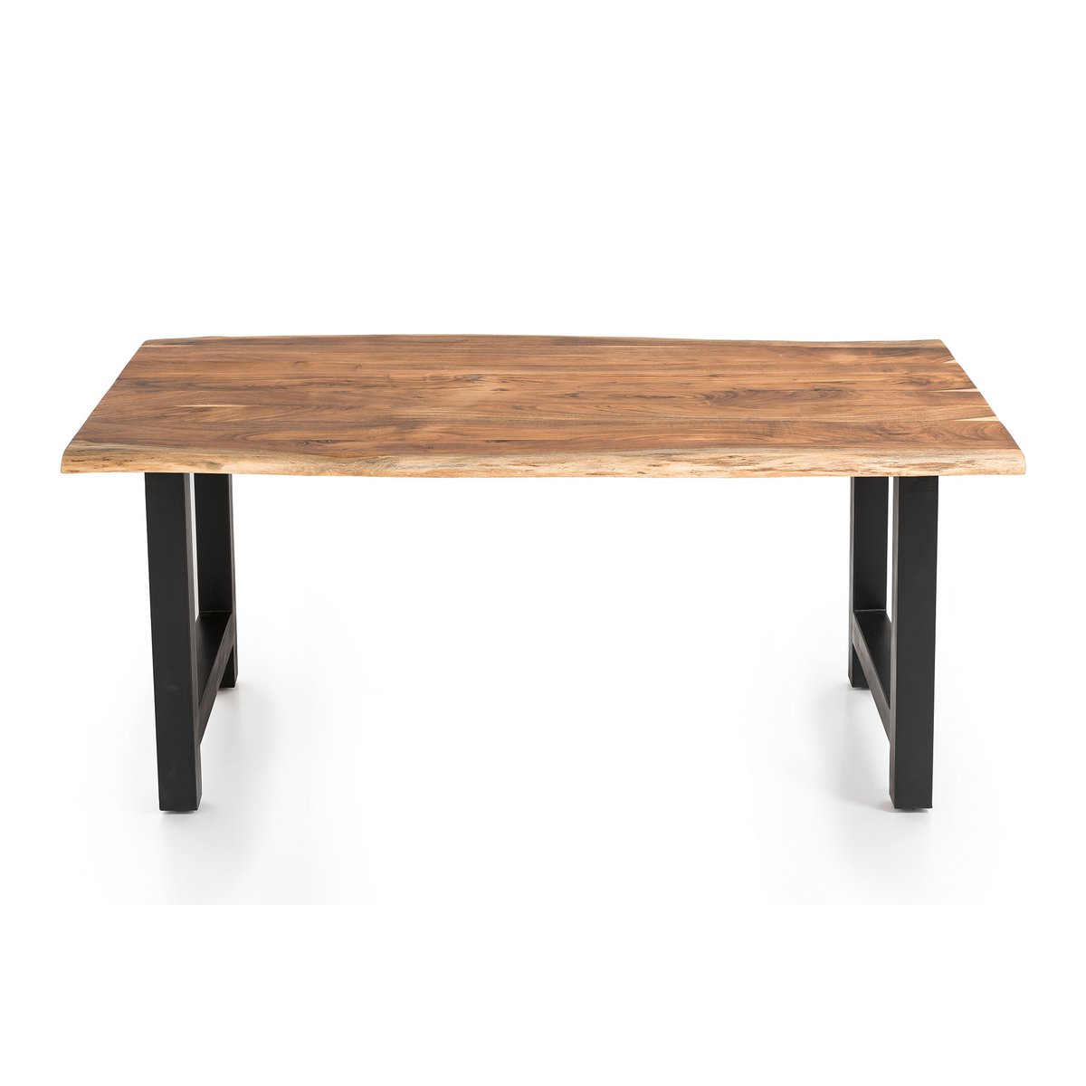 Massief Acaciahouten Eettafel met Zwart H-frame 140 cm - Afbeelding 2