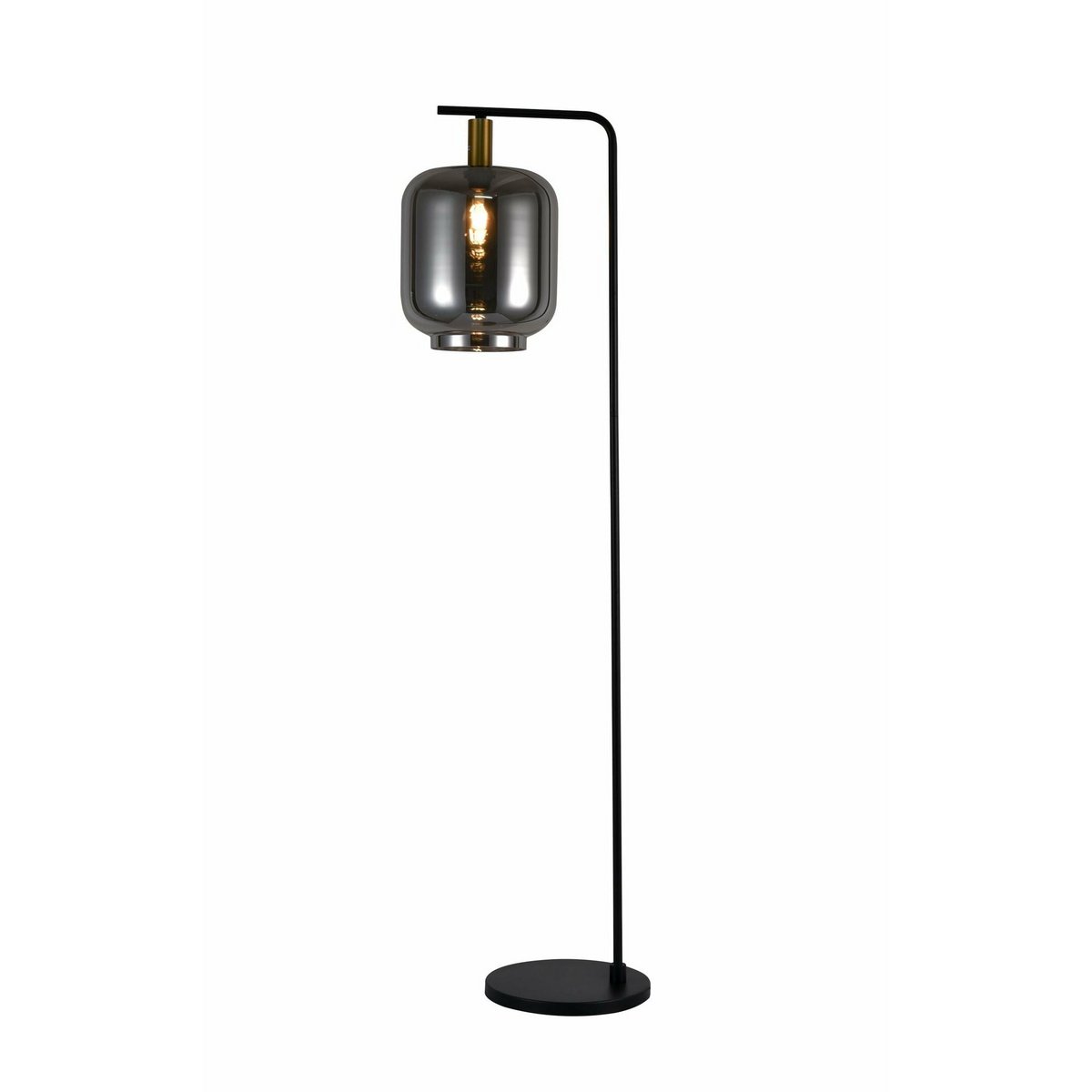 Lily Vloerlamp - Zwart met Smoke Glas en Gouden Details 100 cm