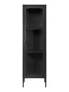 Slanke Vitrinekast - Zwart Staal met Glazen Deur 40x35x140 cm