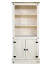 Boekenkast van Massief Grenenhout met 2 Deuren Wit 81 x 38 x 177 cm