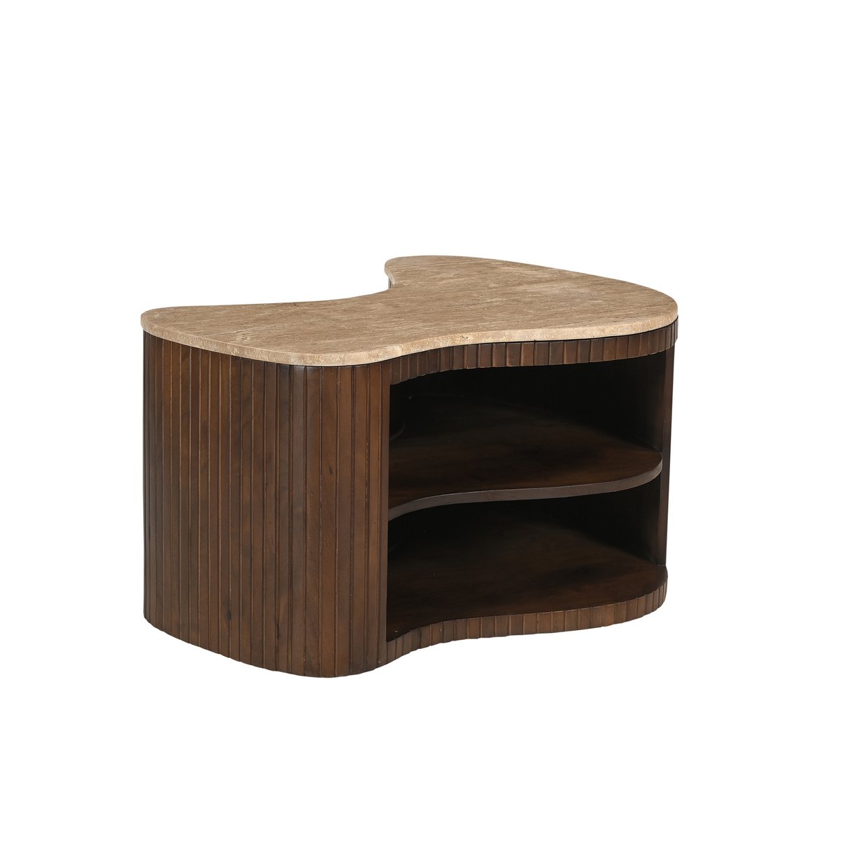 Massief Mango Houten TV-meubel met Lamellenfront Bruin - Afbeelding 2