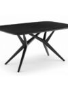 Zwarte Mangohouten Eettafel met Antiek Stalen Y-Frame 180 cm