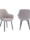 Set van 2 Bouclé Fauteuilstoelen Bruin met Zwart Metalen Frame