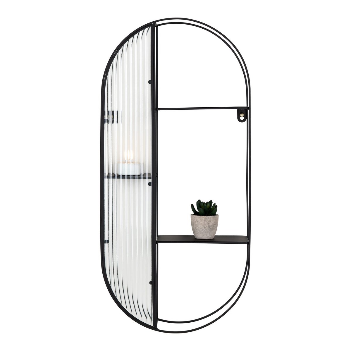 Newcastle Shelf - Plank, staal/glas, zwart, 3 planken, 32x11x68 cm - Afbeelding 2