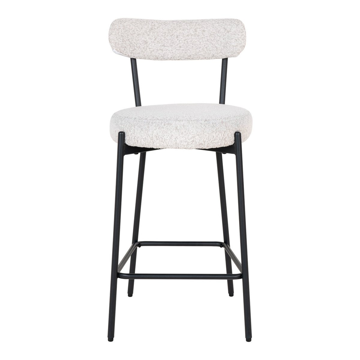 Badalona Counter Chair Bouclé Wit met Zwarte Metalen Poten - Afbeelding 2