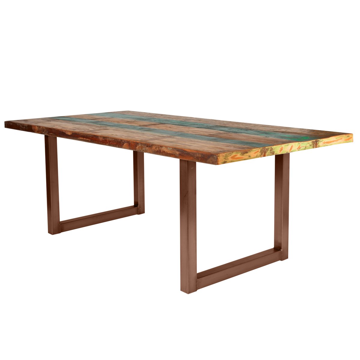 Massief Houten Eettafel Multikleur met Metalen Frame 200 cm