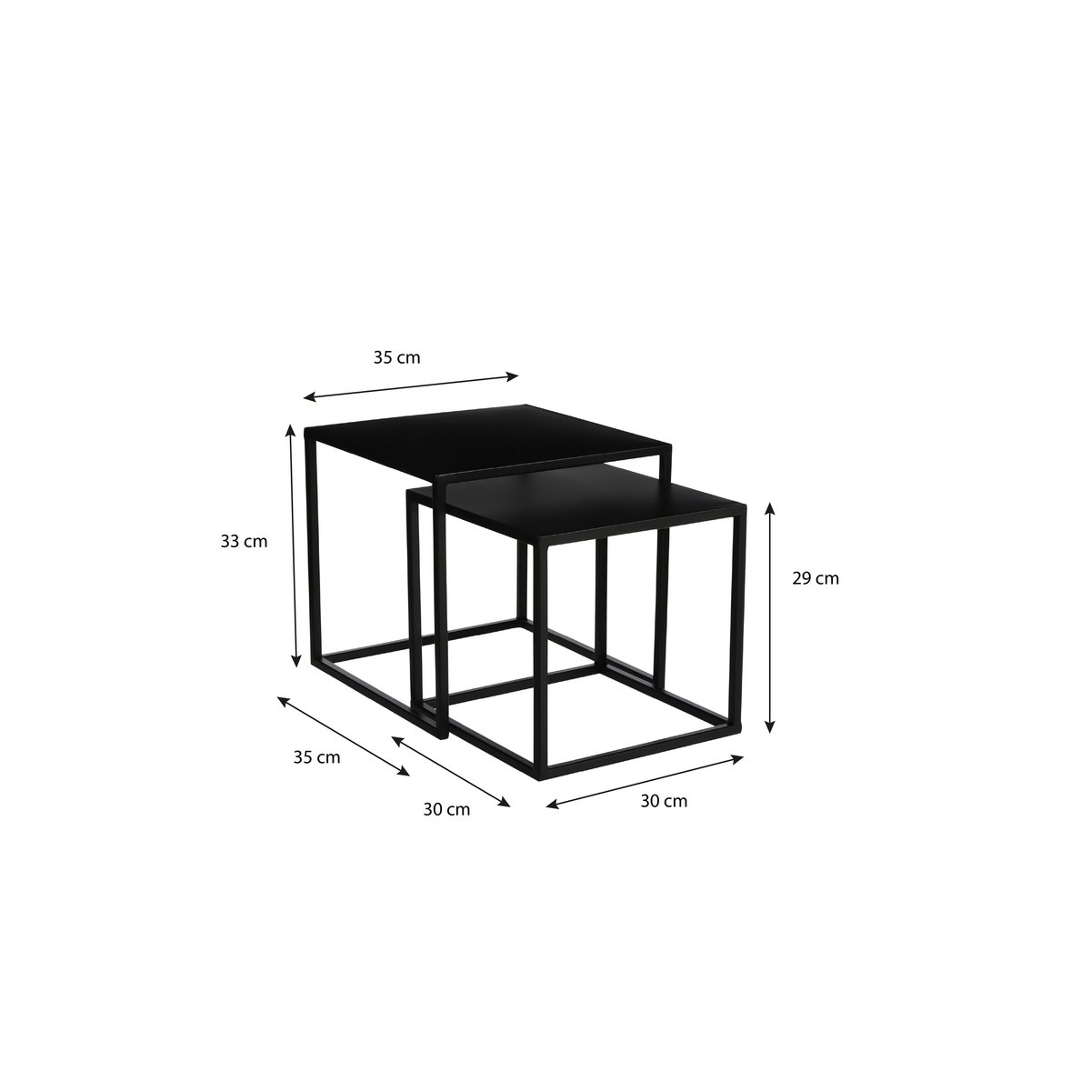 Goa Set van 2 Industriële Bijzettafels Zwart Metaal - Afbeelding 2