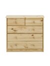 Ladekast Grenenhout met 5 Lades - Bruin 81x35x75 cm