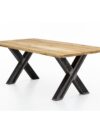 Industriële eettafel wild eiken 240 cm met used-look X-frame
