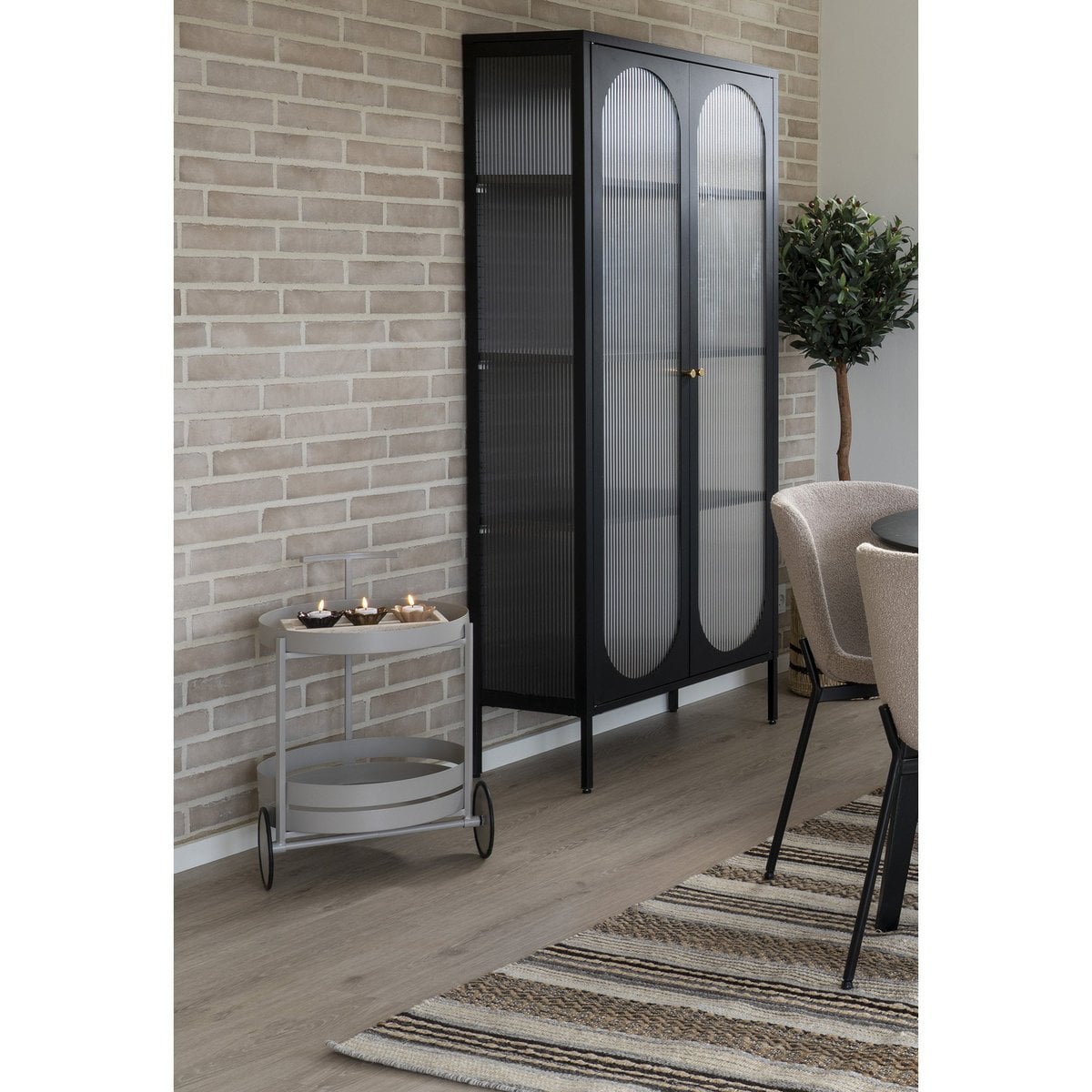 Beja Bartrolley - Grijs Staal met 2 Planken en Wielen 40x49,5x61 cm - Afbeelding 2