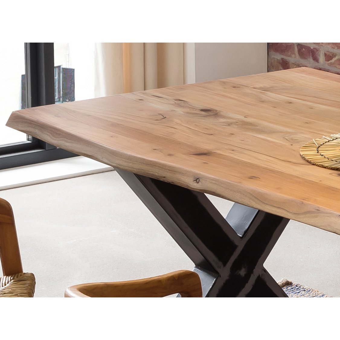 Eettafel Acaciahout met Boomrand - Bruin/Zwart 180x90 cm - Afbeelding 4