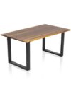 Massieve Acaciahouten Boomrand Eettafel Cognac 140 cm met Zwart U-frame
