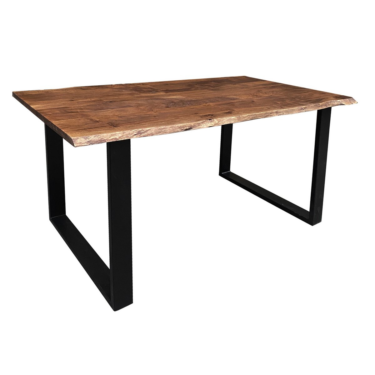 Eettafel van Acaciahout met Boomrand en Zwart Stalen Onderstel 140 cm - Afbeelding 2