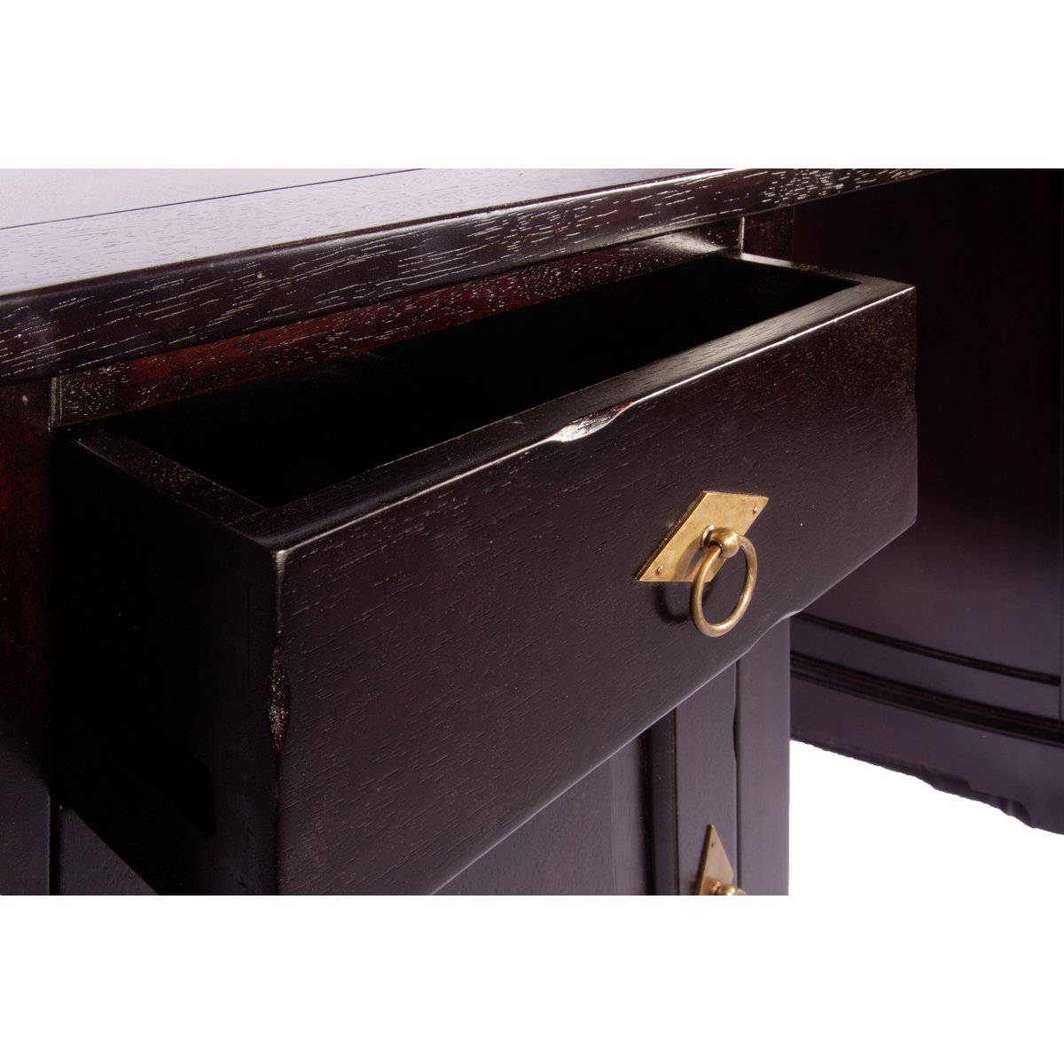 Antiek Bureau van Massief Acaciahout met 2 Lades en 2 Deuren - Afbeelding 5