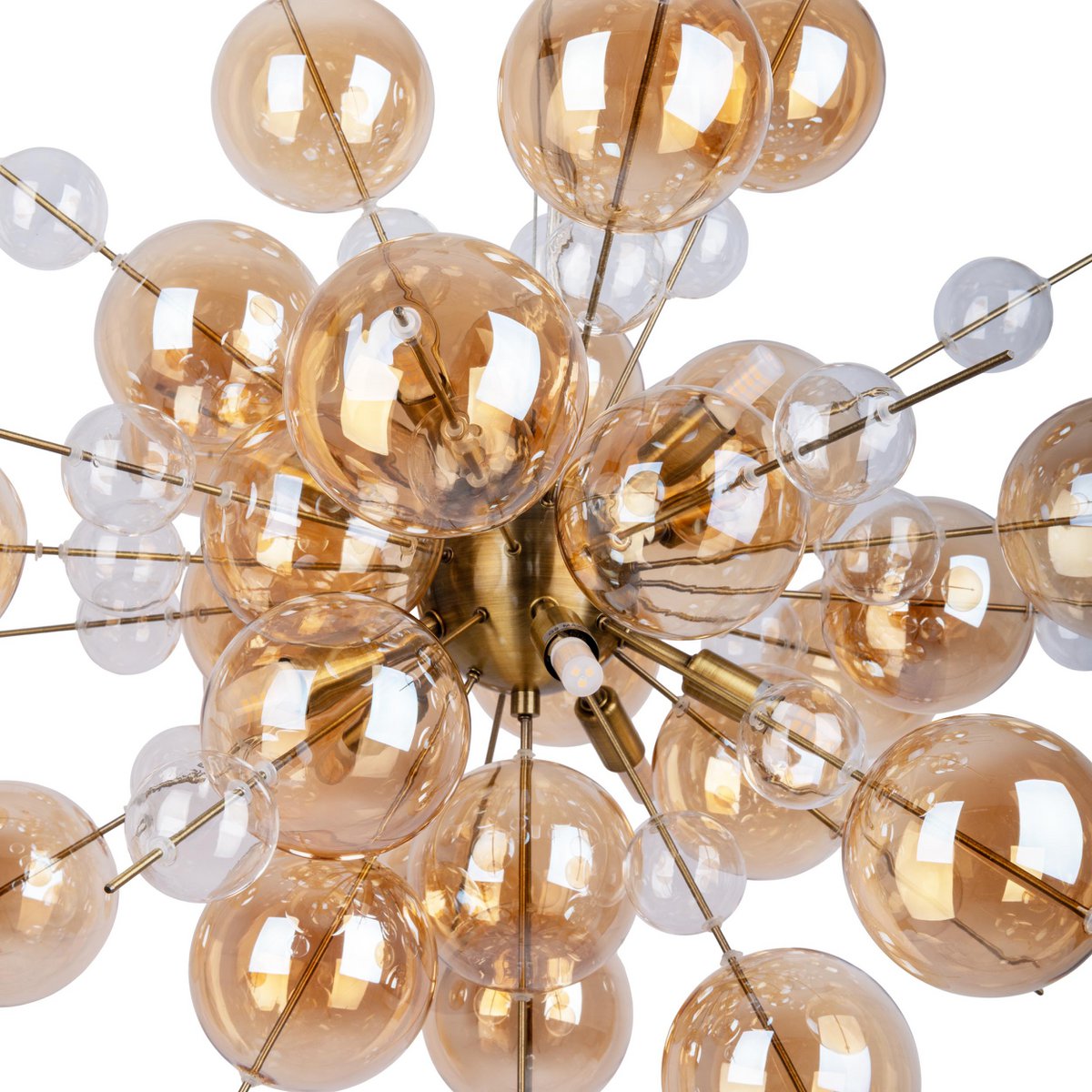 Explosie Plafondlamp met Amberkleurige en Heldere Glazen Bollen - Afbeelding 8