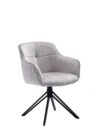 Draaibare Fluwelen Fauteuil Grijs met Zwart Metalen Onderstel