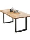 Massief Houten Eettafel - Eiken Boomrand met Zwart U-Frame 240x100 cm