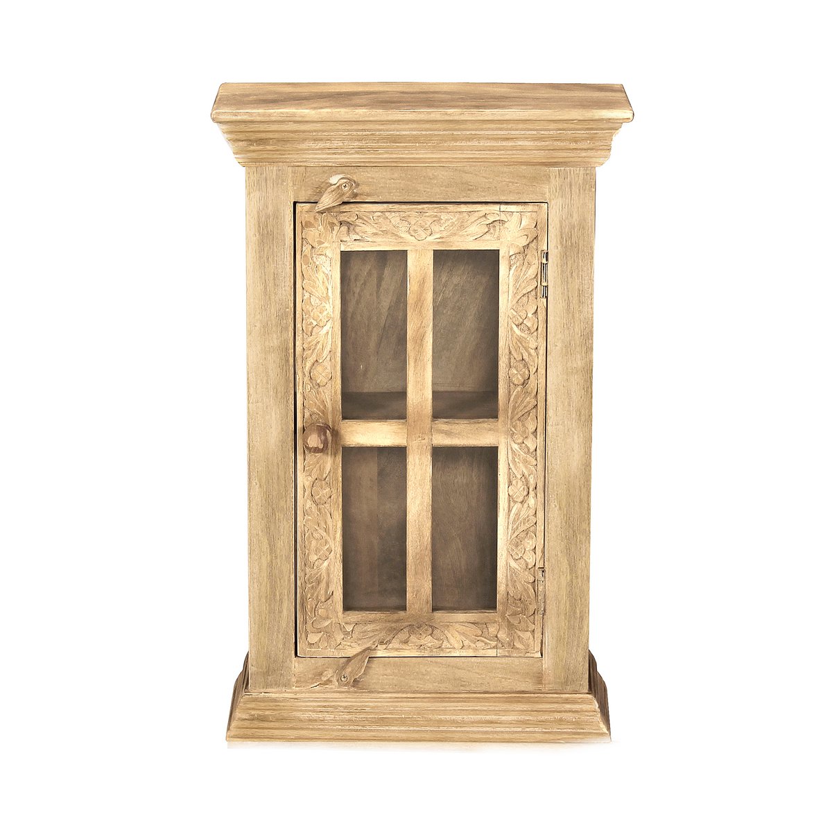Exotische Wandkast van Mangohout met Glazen Deur - Afbeelding 3