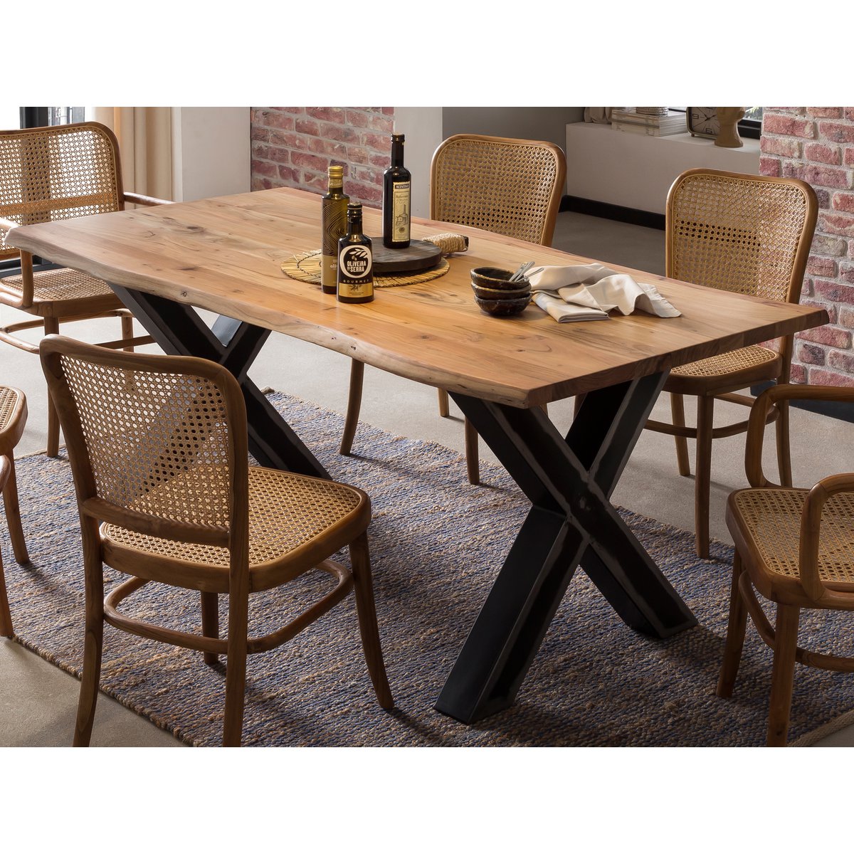 Eettafel Acaciahout met Boomrand - Bruin/Zwart 180x90 cm - Afbeelding 3