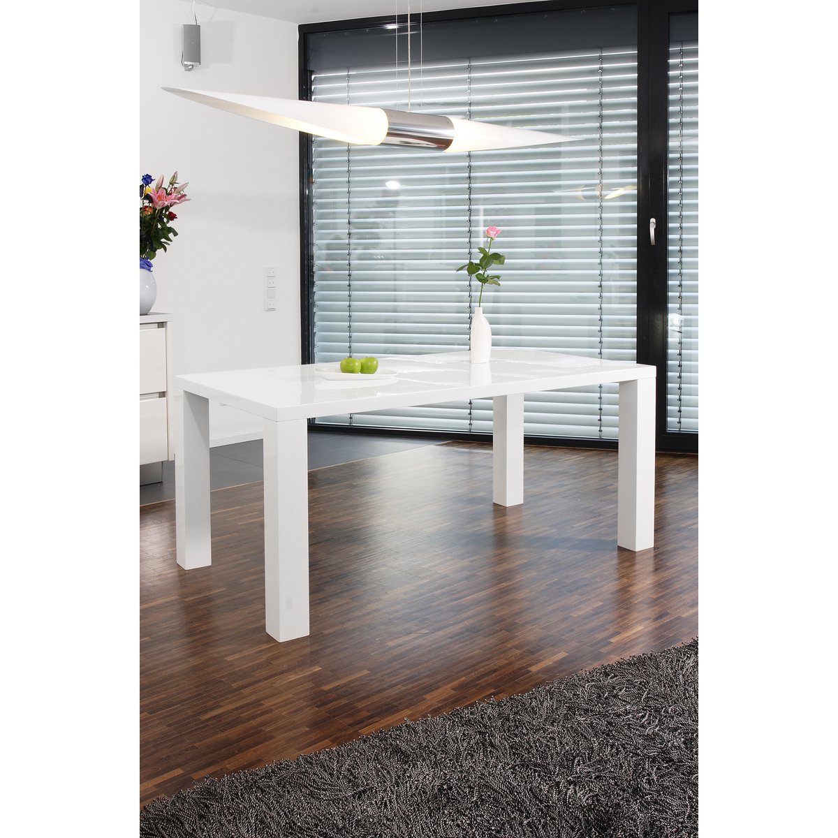Witte Hoogglans Eettafel voor 2 tot 4 Personen - 120 cm