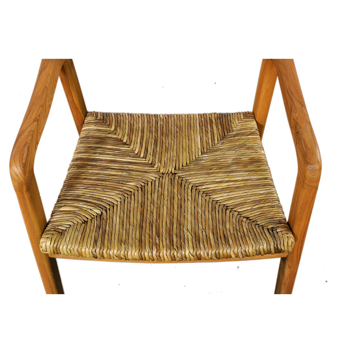 Handgemaakte Teakhouten Fauteuil met Weens Rotan - Afbeelding 3