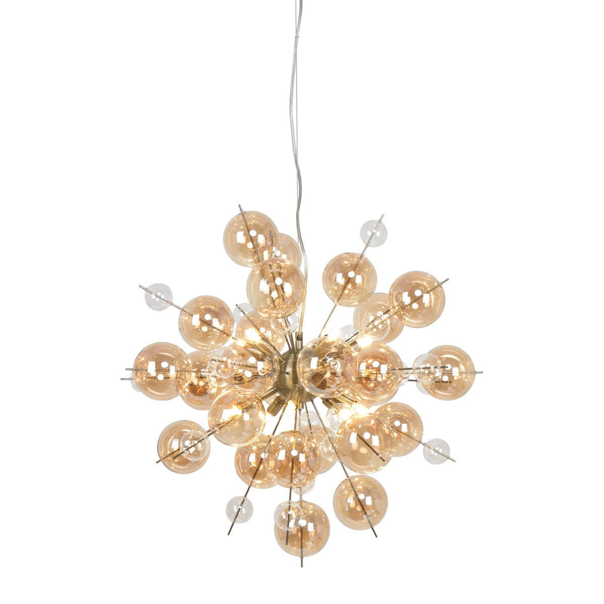 Explosie Plafondlamp met Amberkleurige en Heldere Glazen Bollen - Afbeelding 10