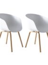 Scandinavische Schelpstoel - Wit met Houtlook Poten - Set van 2